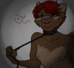 anthro blush breasts collar female heart_symbol leash looking_at_viewer nipples nude offering_collar small_breasts smile solo redpixie red_(redpixie) bear mammal low_res