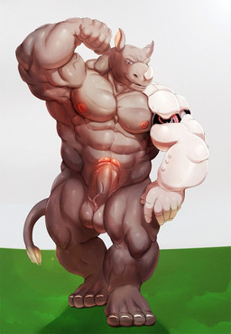 abs amputee anthro balls biceps big_muscles cybernetics disability erection flexing foreskin front_view genitals horn looking_away machine male muscular muscular_anthro muscular_male navel nipples nude pecs penis prosthetic prosthetic_arm prosthetic_limb solo vein walking krokodainer cyborg mammal rhinoceros full-length_portrait hi_res portrait