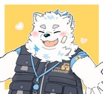 anthro bandage blush clothing fur heart_symbol jewelry locksmith male necklace smile solo topwear vest white_body white_fur zipper shiba_1105 lifewonders live_a_hero yohack canid canine canis domestic_dog mammal nordic_sled_dog samoyed spitz hi_res