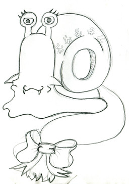 accessory bow_(feature) bow_ribbon dot_eyes eyelashes eyestalks fangs feral furgonomics markings paws ribbons shell simple_eyes solo tail tail_accessory tail_bow tail_ribbon teeth selinatc one_piece den_den_mushi gastropod mollusk snail full-length_portrait graphite_(artwork) hi_res portrait sketch traditional_media_(artwork)