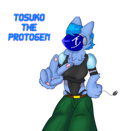 >:) anthro appliance belt black_clothing black_panties black_underwear blue_hair bottomwear clothing female gesture green_bottomwear green_clothing green_pants hair hand_gesture hands_on_hips kitchen_appliance machine oversized_bottomwear oversized_clothing oversized_pants panties pants pawpads paws pose smile smiling_at_viewer smirk smirking_at_viewer solo text underwear v_sign just172ordinary tosuko_(just172ordinary) protogen 1:1 hi_res