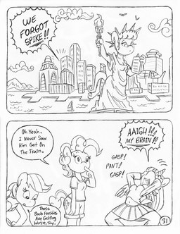 anthro back_wings bottomwear city cityscape clothing cloud dialogue eyelashes female fluffy fluffy_hair fluffy_tail group hair horn long_eyelashes manehatten offscreen_character offscreen_female poofy_hair sculpture sea skirt speech_bubble statue statue_of_liberty tail text trio water wings circe_(artist) friendship_is_magic hasbro my_little_pony mythology pinkie_pie_(mlp) rainbow_dash_(mlp) twilight_sparkle_(mlp) earth_pony equid equine horse mammal mythological_creature mythological_equine pegasus pony winged_unicorn black_and_white comic english_text monochrome
