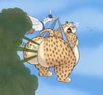 anthro beak butt countershading delivery_(commerce) duo fart male male/male nude obese overweight tail snuggydoug disney zootopia benjamin_clawhauser delivery_stork avian bird cheetah felid feline mammal stork