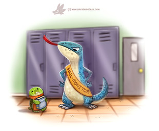 ambiguous_gender angry anthro black_eyes blue_body blue_scales book door dot_eyes duo green_body green_scales hallway humor locker pun sash scales scared scarf school simple_eyes tan_body tan_scales teeth text tongue tongue_out visual_pun piper_thibodeau lizard monitor_lizard reptile scalie turtle digital_media_(artwork) digital_painting_(artwork) english_text painting_(artwork) url