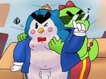 angry anthro big_butt bottomless breasts butt clothed clothing coat coat_only duo genitals hand_on_breast male male/male nipples nude one_eye_closed penis pink_nipples slightly_chubby topwear topwear_only ugly-rat15508 brawl_stars supercell_(company) buzz_(brawl_stars) mr.p_(brawl_stars) avian bird dinosaur penguin prehistoric_species reptile scalie hi_res