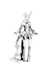 clothed clothing crossdressing floppy_ears front_view hair male short_hair simple_background solo standing vesper_art humanoid full-length_portrait hi_res monochrome portrait