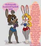 accessory anthro asking asking_self asking_what athletic_wear barefoot big_breasts big_butt big_ears black_eyes blonde_hair blue_clothing blue_eyes blush blushing_profusely bodily_fluids bold_text bottomwear breasts brown_body brown_fur brown_hair butt chest_tuft clothing color_coded color_coded_speech_bubble color_coded_text color_coded_thought_bubble command command_to_wait covering covering_mouth covering_own_mouth covering_self crop_top curled_hair dialogue dolphin_shorts duo ear_blush ears_down eyebrow_through_hair eyebrows eyelashes feet female fur gag grey_body grey_fur gym_bottomwear gym_shorts hair hair_accessory hair_over_eye hair_tie hand_on_face heart_nose heart_symbol inner_monologue leaning leg_markings lipstick makeup markings midriff multicolored_body multicolored_fur nervous one_eye_obstructed overlay_layer pattern_clothing pivoted_ears ponytail profanity purple_clothing question question_mark questioning_tone red_clothing scut_tail self_command shirt short_tail shorts simple_background small_breasts socks_(marking) species_in_dialogue species_name_variant speech_bubble standing striped_clothing stripes sweat sweatdrop tail talking_to_another teeth term_of_endearment text text_emphasis thick_thighs thought_bubble tied_hair topwear translucent translucent_hair tuft two_tone_body two_tone_fur underline white_background doodlebunnyart hunie_(doodlebunnyart) vanilla_(coffekitten) lagomorph leporid mammal rabbit comic english_text hi_res