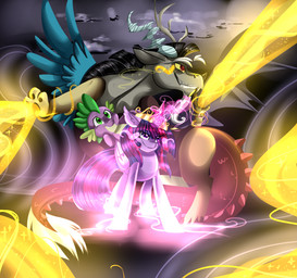antler crown discord_(mlp) draconequus dragon equine eye_mist fangs female feral friendship_is_magic fur glowing goup green_eyes hair horn horse lilac-the-fox99 long_hair magic male mammal multi-colored_hair my_little_pony open_mouth pony purple_eyes purple_hair red_eyes smile spike_(mlp) teeth twilight_sparkle_(mlp) winged_unicorn wings yellow_eyes
Rating: Safe
Score: 12
User: Deatron
Date: November 24, 2013