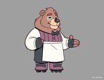 anthro apron biped bow_tie brown_body brown_fur clothed clothing fur humanoid_hands male shirt simple_background solo topwear breeze_in_the_clouds alto_(breeze_in_the_clouds) bear mammal 2020 hi_res