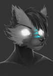 anthro empty_eyes glowing grey_background male neon simple_background solo miju-fanaty raycoon canid canine canis mammal wolf bust_portrait portrait