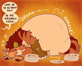 ambiguous_gender anthro belly big_belly blush border eyewear footprint glasses gradient_background groaning_belly heart_symbol lying male markings morbidly_obese morbidly_obese_anthro morbidly_obese_male obese obese_anthro obese_male offscreen_character on_side orange_border overweight overweight_anthro overweight_male pawprint pawprint_(marking) plate round_glasses rumbling_stomach satisfied simple_background sleeping smile solo speech_bubble stuffing text bobou mythology bobou_(character) dragon eastern_dragon mythological_creature mythological_scalie scalie 2025 5:4 digital_drawing_(artwork) digital_media_(artwork) english_text hi_res warm_colors