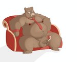 anthro balls belly big_belly brown_body erection eyewear genitals glasses kemono male moobs nipples overweight overweight_male penis simple_background sitting solo givemepudding3 mammal suid suine sus_(pig) wild_boar 2025 hi_res