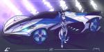 anthro blue_hair breasts car clothed clothing digitigrade female fur glowing hair machine racing_suit solo vehicle white_body white_fur akella zeta_(fluff-kevlar) android kleika mammal robot 2018 2:1