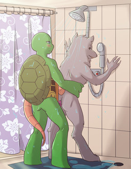 adolescent against_surface against_wall age_difference anal anal_penetration anthro anus blush duo erection from_behind_position fur genitals grey_body grey_fur looking_back male male/male male_penetrated male_penetrating male_penetrating_male master nude older_male penetration penis sex shell shower shower_sex smile standing torso_grab young saky349 teenage_mutant_ninja_turtles teenage_mutant_ninja_turtles_(2003) leonardo_(tmnt) master_splinter brown_rat mammal murid murine rat reptile rodent scalie turtle hi_res adopted_(lore) adopted_son_(lore) adoptive_father_(lore) pseudo_incest_(lore)