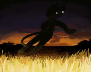 anthro bottomless clothed clothing countershading fur fur_markings gloves_(marking) glowing glowing_eyes grass landscape leg_markings looking_aside male markings outstretched_arm partially_clothed pattern_clothing pattern_topwear pattern_vest paws plant pose sky socks_(marking) solo standing sunset sweater sweater_vest tail topwear topwear_only vest vest_only qs75834 animal_crossing nintendo rover_(animal_crossing) felid feline mammal digital_media_(artwork)