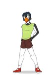 anthro bottomwear clothed clothing eyewear footwear fully_clothed glasses male shirt shoes shorts simple_background socks solo tank_top tongue tongue_out topwear triforce_clothing white_background fuze eddy_(eddy_bird32) avian bird gentoo_penguin penguin 3:4 full-length_portrait hi_res portrait