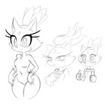 anthro blush breasts female small_breasts solo wide_hipped_female wide_hips bit-small sega sonic_the_hedgehog_(series) blaze_the_cat domestic_cat felid feline felis mammal 1:1 hi_res monochrome