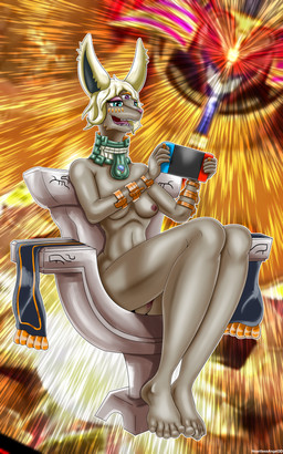 3_eyes anthro breasts chair female furniture genitals hair jewelry multi_eye nipples nude open_mouth ring sitting smile solo vulva heartlessangel3d nintendo nintendo_switch tears_of_the_kingdom the_legend_of_zelda yu-gi-oh! exodia_the_forbidden_one mineru duel_monster zonai 5:8 absurd_res hi_res