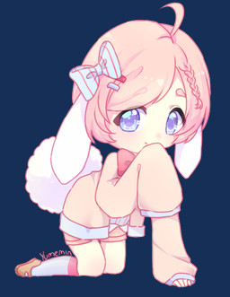 accessory ambiguous_gender bow_ribbon braided_hair clothing crawling footwear hair hair_accessory hair_bow hair_ribbon hairclip looking_at_viewer ribbons shoes socks solo tail yumemin animal_humanoid humanoid alpha_channel