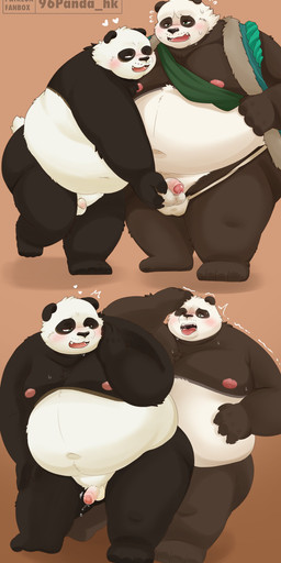 anthro anthro_on_anthro asian_clothing belly big_belly black_body black_nose blush clothing duo east_asian_clothing fundoshi genitals japanese_clothing kemono larger_but_small male male/male moobs navel nipples overweight overweight_male penis penis_size_difference small_penis standing underwear white_body 96panda dreamworks kung_fu_panda li_shan_(kung_fu_panda) master_po_ping bear giant_panda mammal 2026 absurd_res hi_res father_(lore) father_and_child_(lore) father_and_son_(lore) incest_(lore) parent_(lore) parent_and_child_(lore) parent_and_son_(lore) son_(lore)
