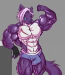 anthro bulge clothing flexing looking_at_viewer male muscular muscular_anthro muscular_male pecs scar smile solo standing underwear d.angelo canid canine mammal absurd_res hi_res