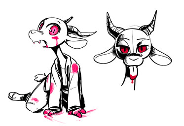 all_fours ambiguous_gender anthro barefoot blood bodily_fluids clothed clothing facial_markings fangs feet half-closed_eyes head_markings hoodie horn looking_at_viewer markings messy narrowed_eyes open_mouth pupils red_eyes simple_background slit_pupils solo teeth tongue tongue_out topwear white_background fuel_(artist) chico_(fuel) antelope bovid gazelle mammal vampire 2020 black_and_white_and_red