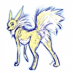 animal_genitalia animal_pussy butt canine_genitalia canine_pussy female feral flagging genitals looking_at_viewer presenting presenting_hindquarters pussy raised_tail solo tail sixshades nintendo pokemon eeveelution generation_1_pokemon jolteon pokemon_(species) 1:1 sketch