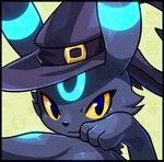 ambiguous_gender blitzdrachin clothing conditional_dnp eeveelution feral generation_2_pokemon hat headgear headwear icon magic_user nintendo pokemon pokemon_(species) shiny_pokemon solo umbreon witch witch_hat yellow_eyes