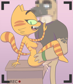 4_fingers anthro anthro_on_anthro anthro_penetrated anthro_penetrating anthro_penetrating_anthro areola arm_support arm_tattoo balls bent_arm bent_leg big_areola big_breasts big_eyes big_penis black_body black_clothing black_eyebrows black_fur black_nose black_shirt black_t-shirt black_tattoo black_topwear blind_eye bodily_fluids bottom_heavy bottomless bottomless_anthro bottomless_male bracelet breasts brown_balls brown_body brown_eyes brown_fur brown_penis camera_view censored_face cheek_tuft clothed clothing crossover_ship cum cum_from_vagina cum_in_vagina cum_inside cum_splatter duo erect_nipples erection extended_arm eyebrows eyelashes facial_tuft fangs feet female female_anthro female_penetrated fingers from_front_position fur fur_tuft genital_fluids genitals green_bracelet green_eyes green_sclera green_wristband hand_on_another's_chest hand_on_chest humanoid_genitalia humanoid_hands humanoid_penis inside interspecies iris jewelry light_areola light_body light_fur light_nipples looking_at_viewer male male/female male_anthro male_penetrating male_penetrating_female markings mature_anthro mature_female mature_male multicolored_body multicolored_fur nipples no_pupils nude nude_anthro nude_female open_mouth open_smile orange_body orange_breasts orange_ears orange_fur orange_markings orange_stripes orange_tail penetration penile penile_penetration penis penis_in_vagina pink_areola pink_nipples pink_nose pink_tongue plantigrade pointy_ears prick_ears purple_background recording sex shadow shirt short_sleeves side_view simple_background sitting smile smiling_at_viewer snout standing standing_sex striped_arms striped_back striped_body striped_fur striped_head striped_legs striped_markings striped_tail stripes t-shirt tail tail_markings tan_balls tan_body tan_fur tan_penis tan_sclera tattoo teeth thick_eyebrows thick_eyelashes thick_neck thick_thighs tongue toony topwear tuft vaginal vaginal_penetration white_body white_fur white_sclera wristband canoart litterbox_comics pixie_and_brutus brutus_(pixie_and_brutus) fran_(litterbox_comics) canid canine canis domestic_cat domestic_dog felid feline felis german_shepherd herding_dog mammal pastoral_dog tabby_cat 2026 absurd_res censored crossover digital_drawing_(artwork) digital_media_(artwork) hi_res mosaic_censorship