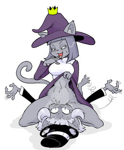 anthro blush bodily_fluids capotain cat_tail clothing crown cunnilingus duo facesitting female female/female forced fur genital_fluids genitals grey_body grey_fur hair hat headgear headwear magic_user oral princess pupils puritan royalty sex short_hair simple_background sitting_on_another slit_pupils sweat vaginal vaginal_fluids vulva white_background witch witch_hat anonymous_artist 4chan save_the_princess cat_witch_princess felid feline humanoid mammal