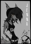 anthro beanie belt black_hair chain clothing ear_piercing female hair hat headgear headwear piercing shirt slim small_waist solo tank_top topwear white_belt wristband darkryn_(artist) a_day_to_remember jenna_(ryn) canid canine canis humanoid mammal wolf absurd_res hi_res