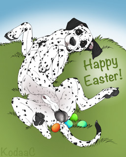 animal_genitalia animal_penis balls black_markings black_sheath_slit black_spots brown_eyes canine_genitalia closed_sheath_slit easter_egg feral floppy_ears front_view fully_sheathed fur genitals grass grey_balls holidays looking_at_viewer lying male male_feral markings mouth_closed on_back penis plant realistic_feral sheath sheath_slit solo spots spotted_body spotted_fur white_body white_fur white_sheath kodaac easter canid canine canis dalmatian domestic_dog mammal hi_res