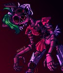 anthro blind broken_clothing claws disability endoskeleton exposed_endoskeleton fangs female green_highlights hair highlights_(coloring) joints machine metallic_body simple_background solo teeth white_hair wire magw.ie five_nights_at_freddy's five_nights_at_freddy's:_security_breach five_nights_at_freddy's:_security_breach_ruin scottgames steel_wool_studios ruined_roxanne_wolf animatronic canid canine canis mammal robot wolf 2023 absurd_res colored digital_media_(artwork) hi_res signature