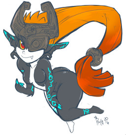 armor breasts butt clothing female fused_shadow hair headgear headgear_only headwear helmet helmet_only not_furry nude orange_hair red_eyes shortstack smile snaggle_tooth solo yellow_sclera phuufy nintendo the_legend_of_zelda twilight_princess midna humanoid imp twili digital_media_(artwork)