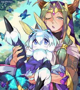 ambiguous_gender anthro balls blue_eyes blue_hair blue_penis bottomless clothed clothing colored_nails detailed_background duo flaccid genitals green_nails hair holding_butt holding_leg holding_partner looking_at_another looking_at_partner male male/ambiguous nails penis raised_leg tapering_penis maru_show mothman_(maru_show) arthropod human insect lepidopteran mammal moth hi_res watermark male_(lore)