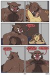 absurd_res age_difference anthro anthro_on_anthro balls bed bedroom blockage_(layout) bodily_fluids body_hair brown_body brown_fur comic dialogue duo english_text first_person_view foreskin fur furniture genitals hi_res horizontal_blockage hyena kissing_leg low-angle_view lying male male/male mammal mature_anthro mature_male musclegut muscular muscular_anthro muscular_male nanoff nipples nude on_back on_bed penis rear_view size_difference snorting speech_bubble spotted_hyena student suarez_(nanoff) suid suina sus_(pig) sweat teacher teacher_and_student text tusks walter_rossi_(nanoff) wild_boar
