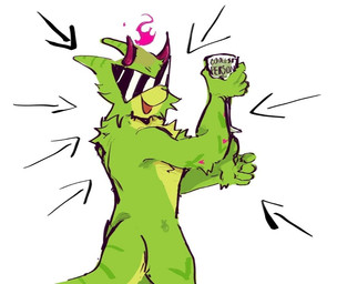 2_horns 4_fingers ambiguous_gender anthro arrow_sign container cup drinking_glass eyewear fingers fire flaming_hair fur gesture glass glass_container glass_cup green_body green_fur green_stripes hand_gesture holding_glass holding_object horn looking_at_viewer open_mouth pseudo_hair red_horn simple_background solo striped_body striped_fur stripes sunglasses text thumbs_up white_background wine_glass unknown_artist kaiju_paradise aquatic fish gootraxian melon_shork_(kaiju_paradise) shark digital_drawing_(artwork) digital_media_(artwork) english_text