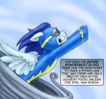 blue_body blue_feathers comic english_text equid equine eyewear feathered_wings feathers feral friendship_is_magic goggles hair hasbro male mammal my_little_pony mythological_creature mythological_equine mythology pegasus pluckyninja soarin_(mlp) solo text wings wonderbolts_(mlp)
