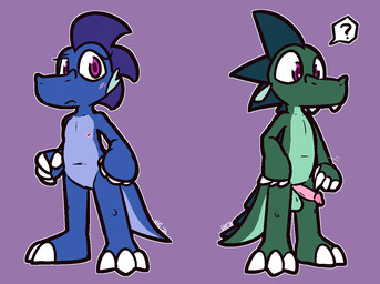 3_toes 4_fingers aged_down anthro balls blue_body blue_scales claws cute_fangs duo erection fangs feet female finger_claws fingers flat_chested front_view frown genitals glans green_balls green_body green_hair green_scales hair innocence looking_at_viewer looking_down male motion_lines nipples nude penis pink_glans pink_nipples pink_penis poking_penis pupils purple_background purple_eyes purple_hair purple_pupils question_mark scales sharp_teeth simple_background speech_bubble standing teeth toe_claws toes vulva white_claws young young_anthro young_female young_male ultilix european_mythology mythology emerald_(ultilix) ruby_(ultilix) dragon mythological_creature mythological_scalie scalie western_dragon 2026 digital_media_(artwork) brother_(lore) brother_and_sister_(lore) sibling_(lore) sister_(lore)