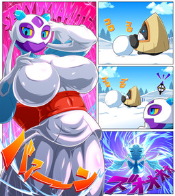 ambiguous_gender big_breasts biped blue_eyes breast_growth breasts clothed clothed_female clothed_humanoid clothing detailed_background duo elemental_manipulation female female_focus female_humanoid growth ice_manipulation looking_at_another looking_at_viewer outside pupils purple_body snow solo_focus text thick_thighs white_body white_breasts wide_hips winter yellow_sclera heldron nintendo pokemon chandelure froslass generation_3_pokemon generation_4_pokemon generation_5_pokemon humanoid pokemon_(species) snorunt 2025 comic digital_drawing_(artwork) digital_media_(artwork) hi_res japanese_description japanese_text