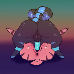 anus backsack balls big_butt blue_penis butt digitigrade duo female female_penetrated from_front_position genitals glistening glistening_body gradient_background grey_body male male/female male_penetrating male_penetrating_female markings mating_press nude penetration penile penile_penetration penis penis_in_vagina pink_body presenting presenting_hindquarters raised_tail sex simple_background spread_legs spreading striped_body stripes tail tail_markings thick_thighs vaginal vaginal_penetration vulva mango_bones ribo_(mango_bones) vivix_(mango_bones) alien humanoid 1:1 2d_animation animated digital_media_(artwork) frame_by_frame shaded