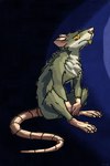 anthro fur green_body green_fur light male moonlight night red_eyes sad solo yellow_sclera conditional_dnp pawsta mammal murid murine rat rodent 2:3 absurd_res hi_res