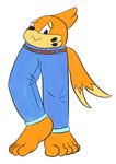 5_toes armless barefoot body_horror bottomwear clothing feet humanoid_feet modular pants plantigrade solo toes unusual_anatomy what marblepan nintendo pokemon buizel generation_4_pokemon halfcut mammal mustelid otter pokemon_(species) waddling_head