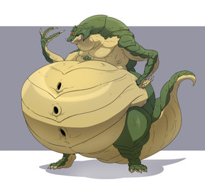 3_fingers anthro belly big_belly claws facial_horn fangs fingers hand_on_hip horn male morbidly_obese morbidly_obese_anthro morbidly_obese_male multi_navel navel nose_horn obese obese_anthro obese_male overweight overweight_anthro overweight_male raised_tail red_eyes scales solo standing tail teeth thick_thighs wide_hips reagan700 metroid nintendo kraid alien scalie 2025 hi_res