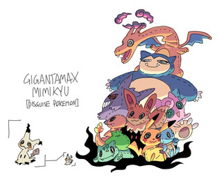 ambiguous_gender feral solo unknown_artist nintendo pokemon charizard charmander eevee generation_1_pokemon generation_7_pokemon gengar gigantamax_pokemon jigglypuff mimikyu pikachu pokemon_(species) snorlax squirtle