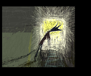 ambiguous_gender black_border border brown_body brown_fur detailed_background feral fur light solo demensa canid canine mammal 2018 digital_media_(artwork) pixel_(artwork)