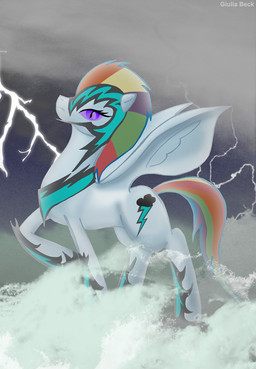 armor blue_body blue_feathers blue_fur corruption cutie_mark feathered_wings feathers female feral fur hair multicolored_hair rainbow_hair solo wings giuliabeck friendship_is_magic hasbro my_little_pony mythology rainbow_dash_(mlp) equid equine mammal mythological_creature mythological_equine pegasus
