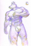 abs anthro balls biceps canid canine canis flaccid genitals male mammal muscular muscular_anthro muscular_male nipples nude pecs penis poop_(artist) simple_background solo white_background wolf