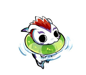 ambiguous_gender chibi feral folded_ears looking_at_viewer pool_float simple_background solo white_background white_body youzaiyouzai112 bandai_namco digimon digimon_(species) gomamon 2025 digital_media_(artwork) low_res