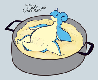 cooking_pot countershading female feral food genitals horn humor lying on_back semi-anthro shitpost simple_background solo soup text tongue tongue_out vulva vagoncho nintendo pokemon sopa_de_macaco generation_1_pokemon lapras pokemon_(species) meme portuguese_text sketch